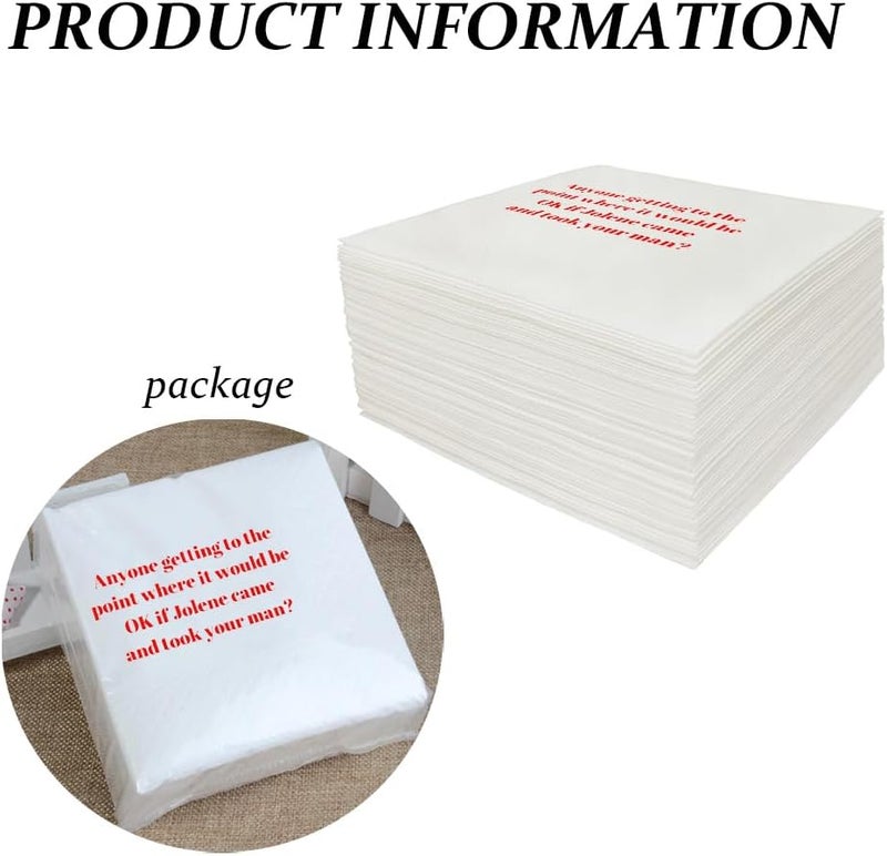 VOWFOO Funny Cocktail Napkins 100Pcs Funny Quotes Saying Disposable Paper Party Napkins 4.5 x 4.5 Two-ply (Anyone Getting to the Point Where It Would Be OK If Jolene Came and Took Your Man Napkins) - Image 3